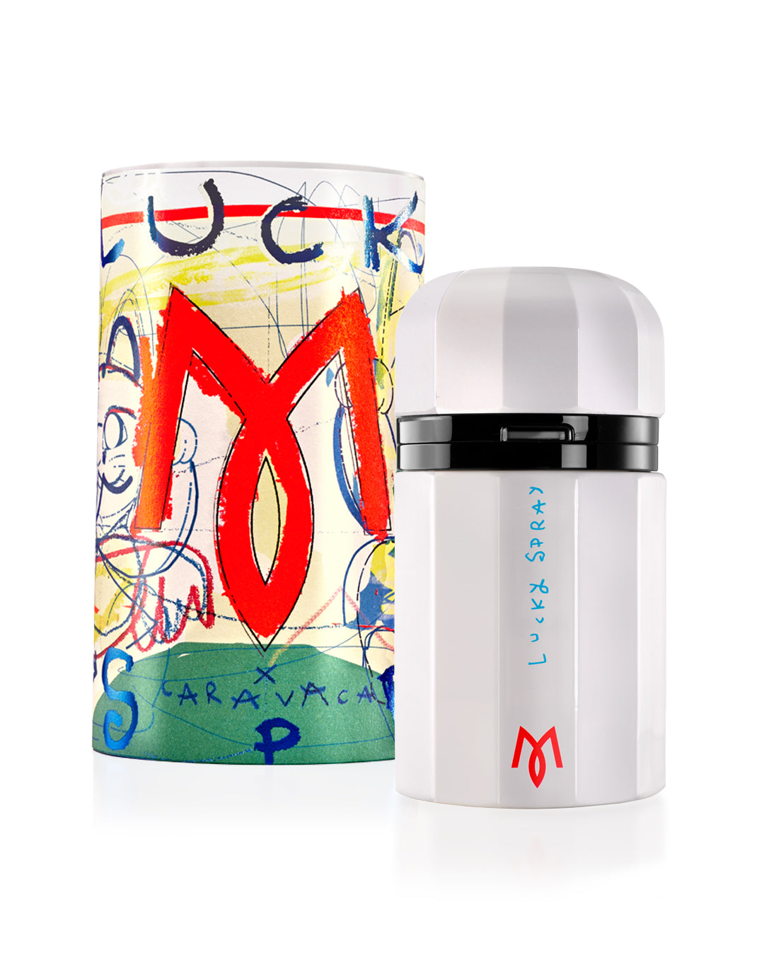Ramon Monegal Lucky Spray Eau de Parfum 75 ml bottle with Miguel Caravaca illustrated case